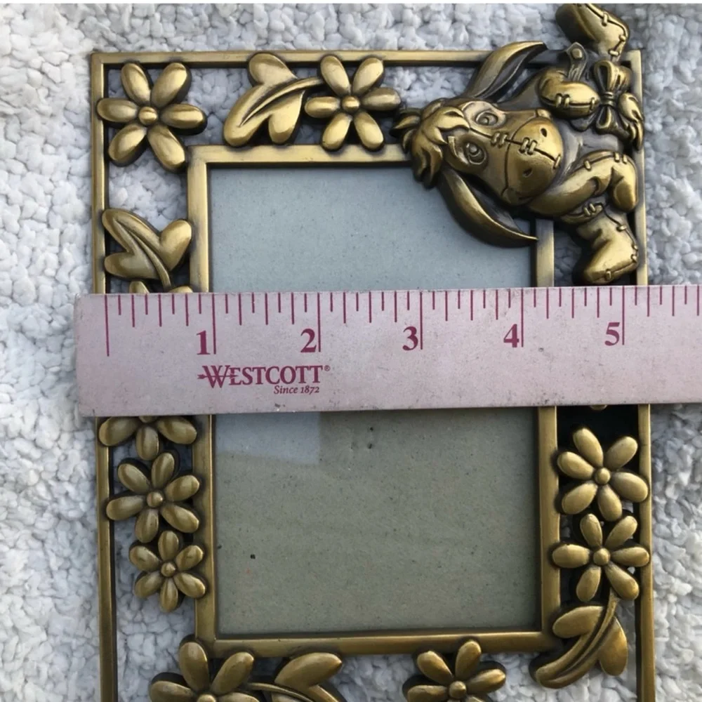 Winnie the Pooh Eeyore gold metal brass picture frame Walt Disney collectible